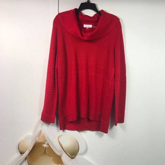 Calvin Klein Sweaters - Red calvin klein RGE cowl neck sweater L